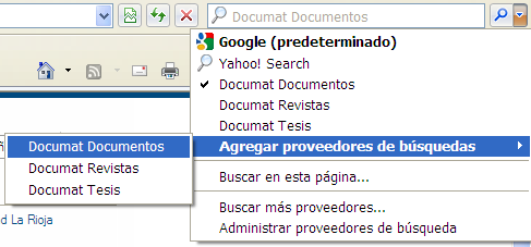 Añadir Documat a la barra de navegación de Internet Explorer 7