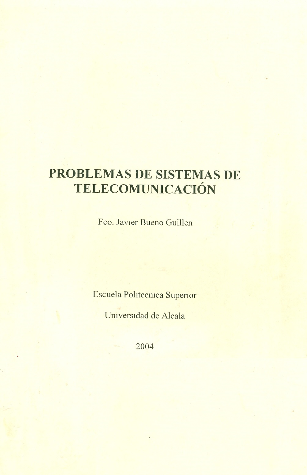 Imagen de portada del libro Problemas de sistemas de telecomunicación