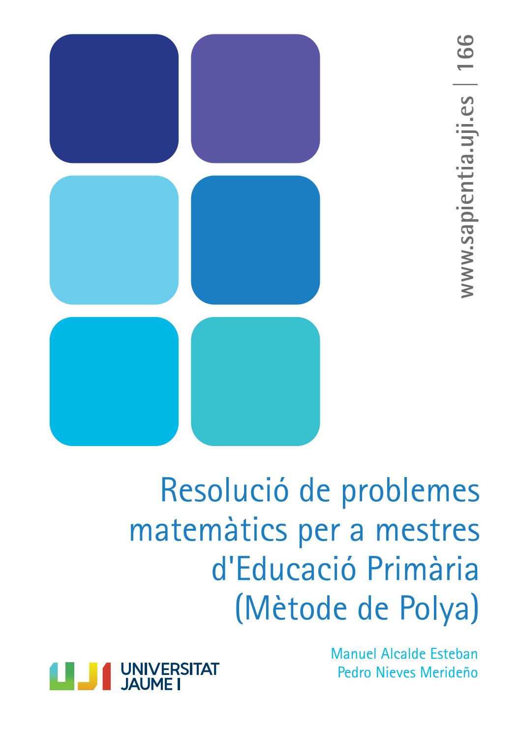 Imagen de portada del libro Resolució de problemes matemàtics per a mestres d'Educació Primària (Mètode de Polya)