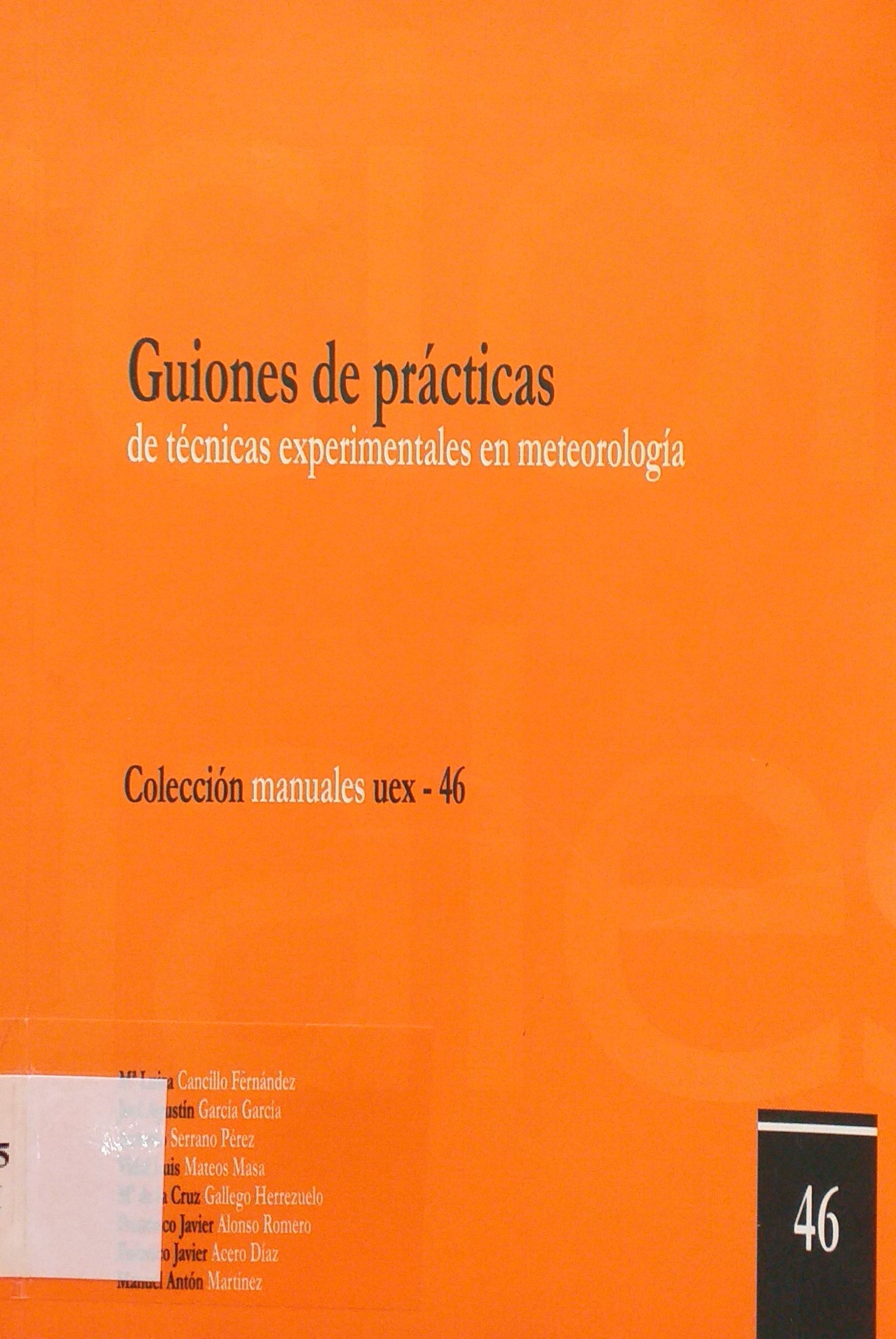 Imagen de portada del libro Guiones de prácticas de técnicas experimentales en meteorología