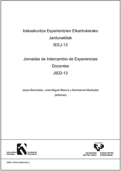 Imagen de portada del libro Irakaskuntza Esperientzien Elkartrukerako Jardunaldiak IEEJ-13