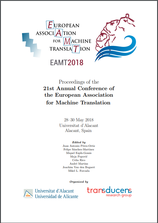 Imagen de portada del libro Proceedings of the 21st Annual Conference of the European Association for Machine Translation