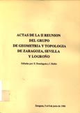 Imagen de portada del libro Actas de la II Reunión del Grupo de Geometría y Topología de Zaragoza, Sevilla y Logroño : Zaragoza, 5 al 8 de junio de 1986
